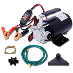 ARCH DC 12-Volt 1/10HP 330GPH Battery Powered Mini Portable Electric Utility Sump Transfer Water Pump with Water Hose Kit Black