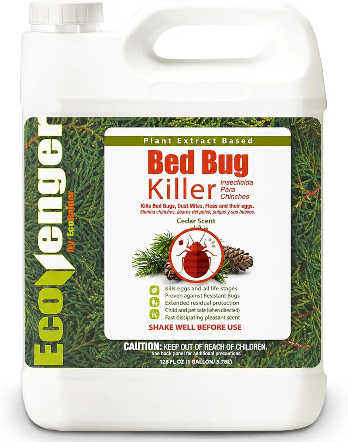 EcoVenger by EcoRaider Plant Extract Based Bed Bug Killer 1 Gallon,Insect Repellent,Child & Pet Safe, Extended Residual Protection, Plant Extract Based & Non-Toxic