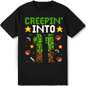 11th Birthday Gamer Pixel Creepin’ Into 11 Video Game Party T Shirt Full Size