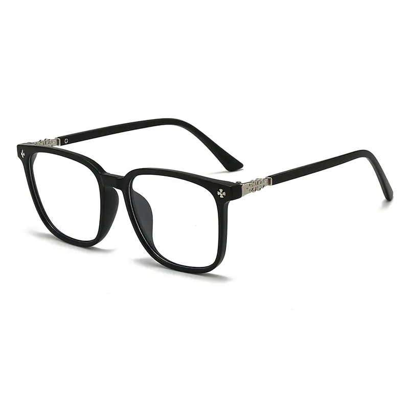 Black Square Polycarbonate Glasses with Photochromic Lenses, Unisex Fashion Eyewear with Blue Light Blocking, Big Head Friendly Anti-Eyestrain Frames, Blue Light Blocking Lens