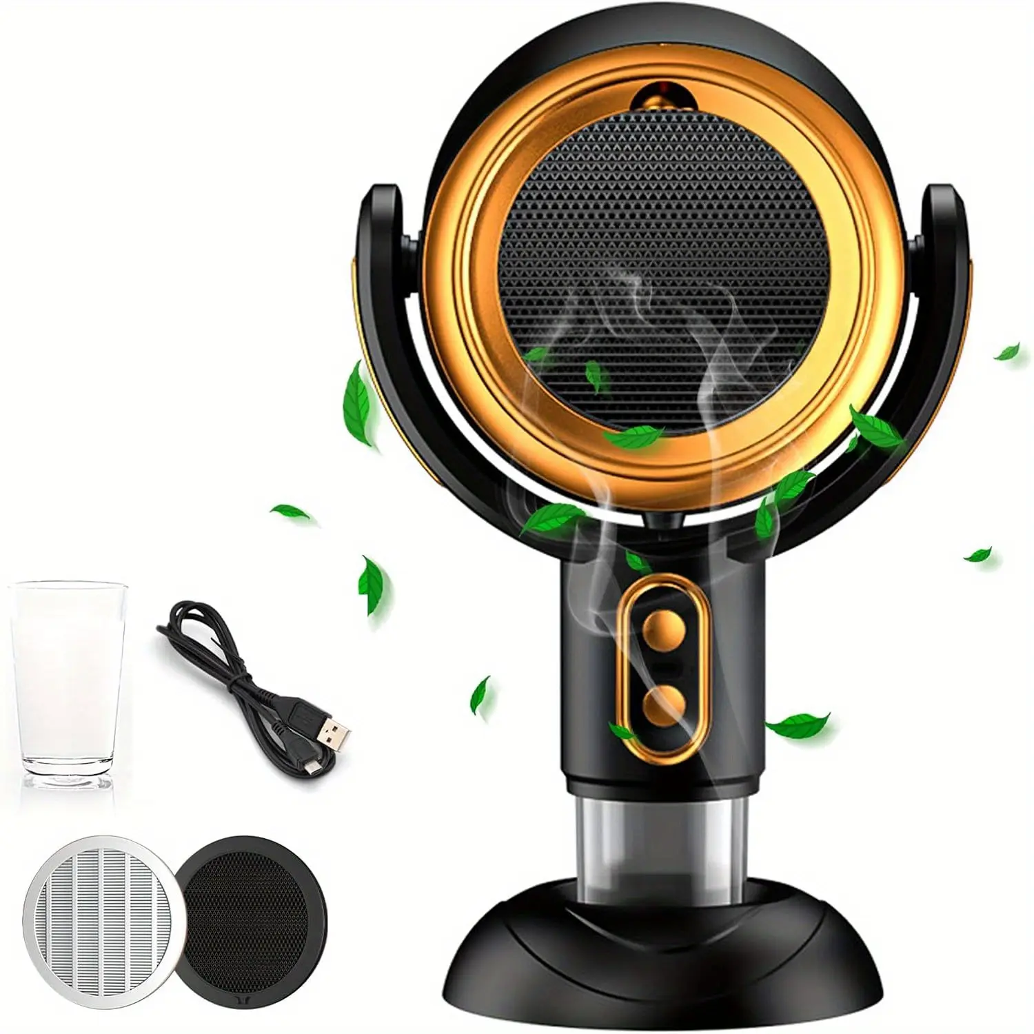 USB Desktop Exhaust Fan with 2 Speed, Removable and Washable Filter, High Efficiency Portable Ranges Hood Puff Chilling Soot Fan ABSTexture For Indoor Use With Ionizer And Filter Sponge supplies camping power bank makeup quiet desk neck hanging kipas dust