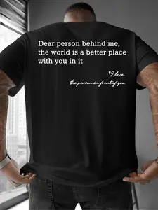 Men's Slogan Print Round Neck Tee, Regular Fit Casual Short Sleeve Crew Neck T-Shirt for Summer, Fashion Men's Top for Daily Wear, Casual Sportswear