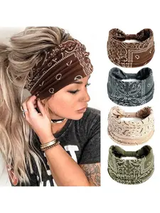 4PCS Vintage Paisley Headbands for Women, Colorful Boho Turban Hair Bands, Soft Stretch Headwraps for Yoga & Sports, Fashion Hair Accessories for Fall & Winter, Chic Bandana Style for Vacation & Daily Wear