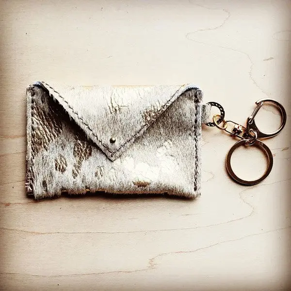 Credit Card Wallet-Hair on Hide Gold Metallic