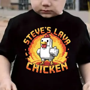 Youth Lava Chicken T-Shirt, Graphic Tees For Boys, Minecraft Cotton Graphic Tees, Gamer Gift, Boys & Girls Birthday Tee, Youth Boys Clothes, Kids Clothing