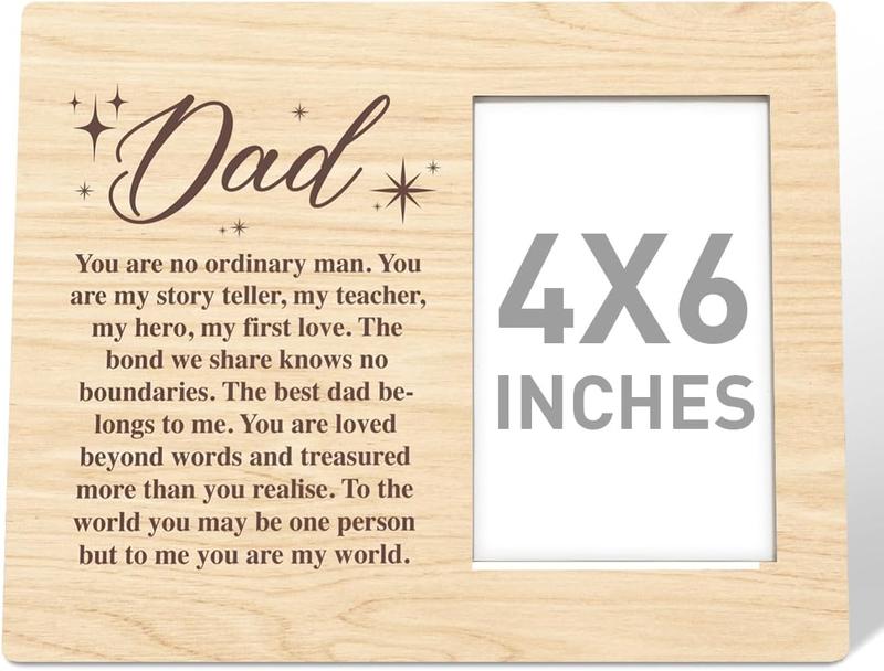 Dad Gift Wood Photo Frame, You Are No Ordinary Man, Christmas Birthday Father's Day Picture Frame Gifts for Dad from Daughter Best Dad Ever Gift