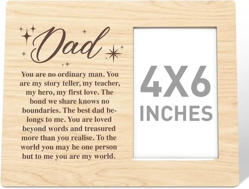 Dad Gift Wood Photo Frame, You Are No Ordinary Man, Christmas Birthday Father's Day Picture Frame Gifts for Dad from Daughter Best Dad Ever Gift