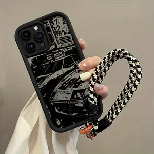 Retro City Racing Competition Pattern Phone, Smartphone Case, Shockproof Anti-fall Ultra-thin Protective Cover with Camera Lens Protecting, Soft Case Compatible with iPhone 16 15 14 13 Plus/Pro Max Series, Birthday Gift
