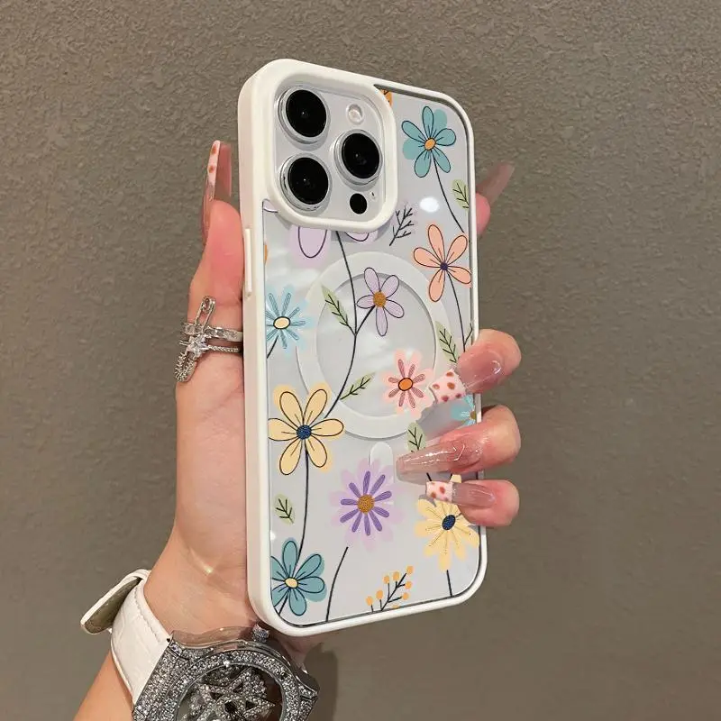 Phone Case for iPhone11/12/13/14/15/16/promax Simple line flowers y2k cased MagSafe Ready, Anti-Fall, Springtok and Ultra-Thin Design |     Perfect for Everyday Use Protector Screen Protector Aesthetic Resistance, Accessories, Smartphone