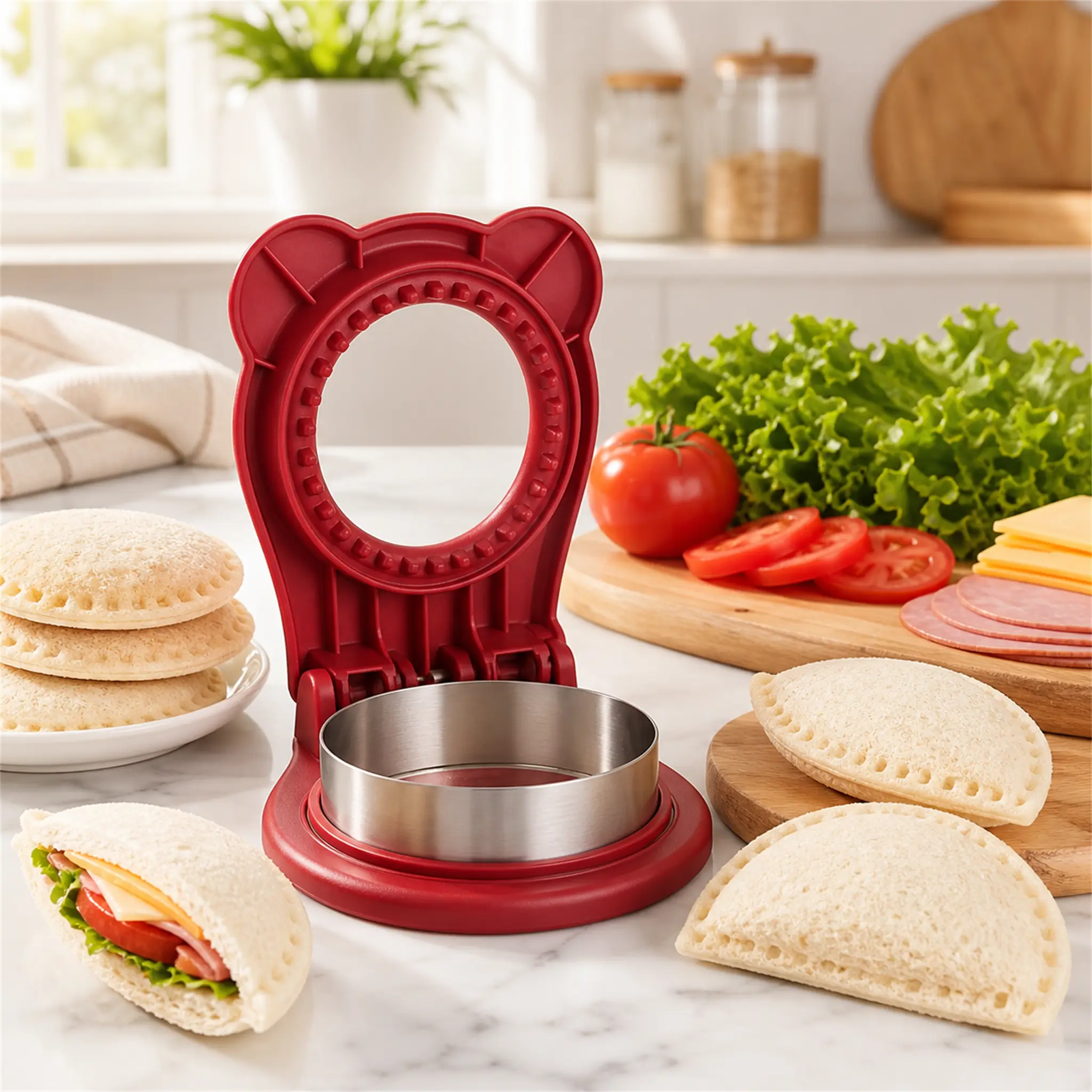 Uncrustables Sandwich Maker - Stainless Steel Sealer & Circle Cutter, Child-Friendly Cost-Saving Crustless Tool for Home, Kids Lunch Ideas & DIY Fun (Festive & Party Supplies, Party Gifts)