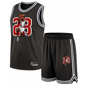 Men's Basketball Jersey Set, Breathable Round Neck Sportswear,Sleeveless Training Uniform with '23' Graphic,Stylish Team Outfit Featuring Jump Shot Design,Athletic Apparel for Basketball,Gym,Running,Outdoor Training,Comfortable & Versatile for All Seasons