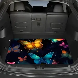 Vibrant Butterfly Car Trunk Mat - Wear-Resistant, Easy to Clean, Non-Slip Floor Mat for Car Cargo Area, Colorful Butterfly Design, Dirt-Resistant Polyester Material, Trunk Mat for Car, Cargo Area Protection, Decorative Trunk Liner, Durable Trunk Mat