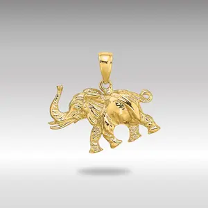 14K Gold 3D Detailed Elephant Charm