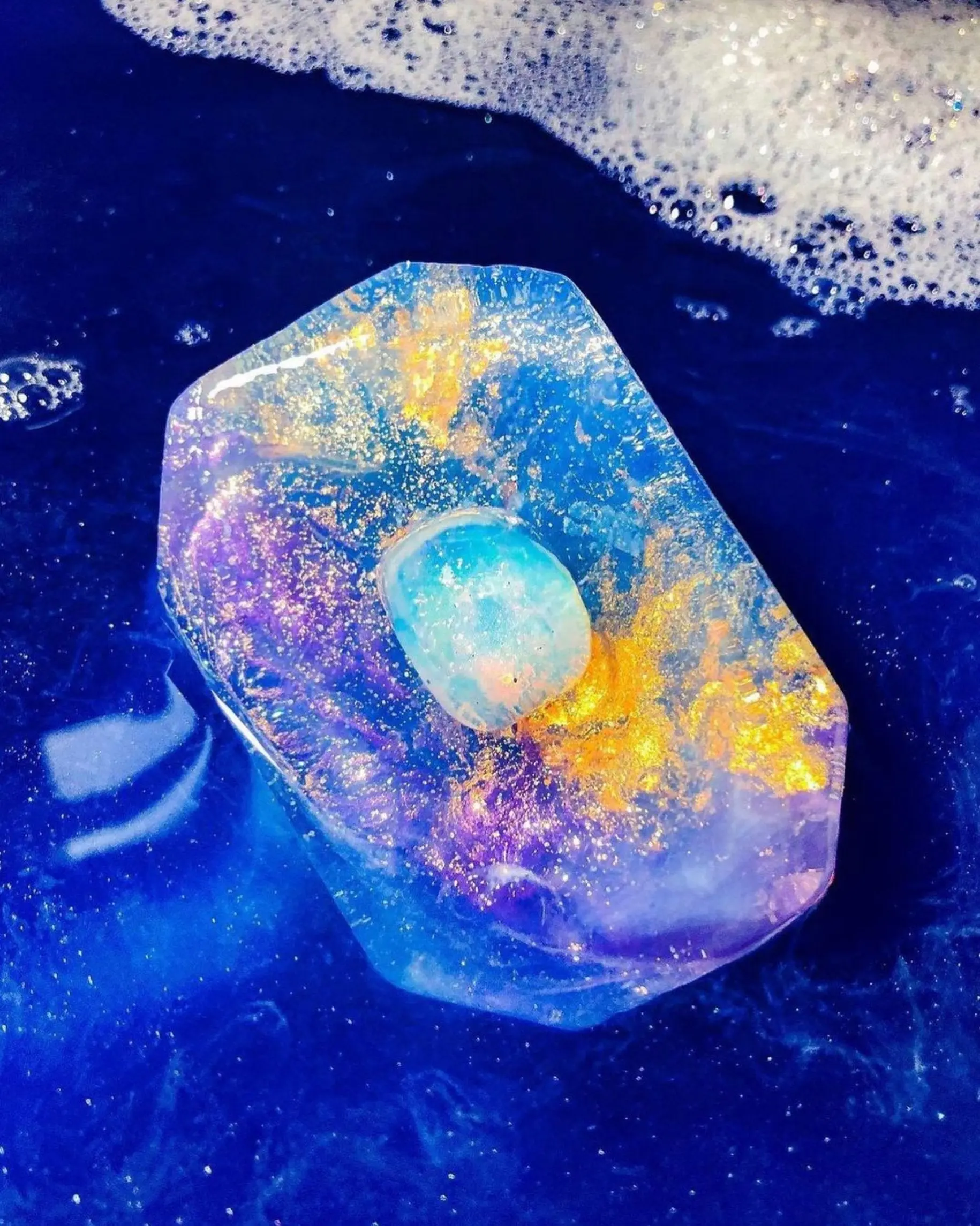 Crystal Bar Soap - Spirit of Eternity, Vegan, Crystal-Infused 7 oz Fragrance Cleanser with Tropical Coconut & Exotic Mango Aroma Blend for Dry Skin Bath & Body Care
