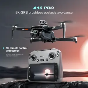 A16 PRO GPS Foldable Drone with 4.5" LCD Controller, Brushless Motor, Adjustable Camera, Auto Return, Surround Flight, Easy Control RC Drone for Outdoor Flying