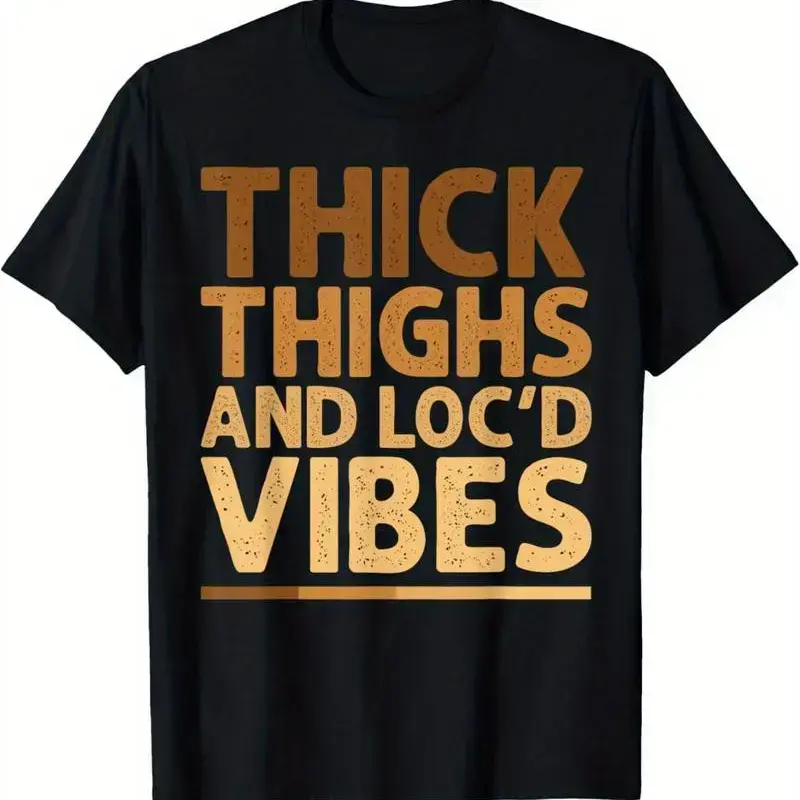 Summer t Shirts Thick Thighs and Loc'd Vibes Graphic T-Shirt for Women - Casual Oversized Fit Golf Gift T-Shirt For Men and Women