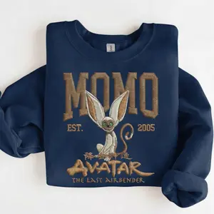 Avatar MOMO Embroidered Sweatshirt, Air Bender Cartoon Crewneck, ATLA Inspired Anime Hoodie, Fan Gift