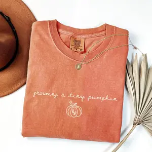 Growing a Tiny Pumpkin Maternity Comfort Color Shirt, Fall Pregnancy Announcement Tee, Thanksgiving Baby Reveal Outfit, Pumpkin Pregnancy Reveal Gift