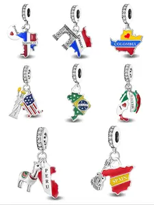 1PC New Original National Series Bead Pendant Thanksgiving Christmas Beads and Pendant Heart Design Charm Designer Bracelet Making DIY Gift Ladies Daily Wear for Women as Gift Special Choice Diy Pendants