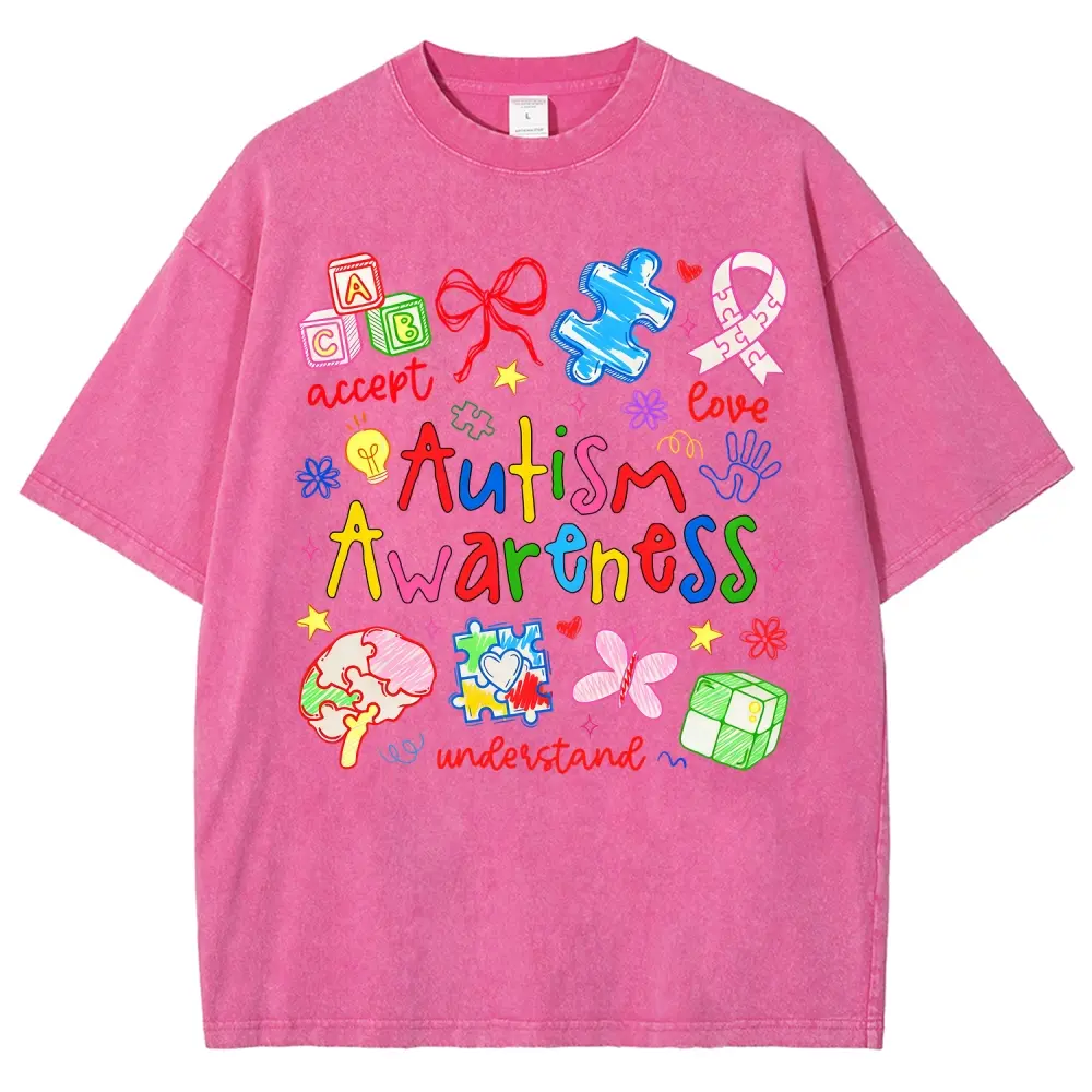 Autism Awareness Accept Love Understand Vintage Tee 90s Graphic Tees Men's t Shirts Graphic Tee t Shirts Funny Graphic Tee Good Graphic Tees Men's Graphic Tees Streetwear Outfits Men Vacation Outfits Oversized Tshirt Men