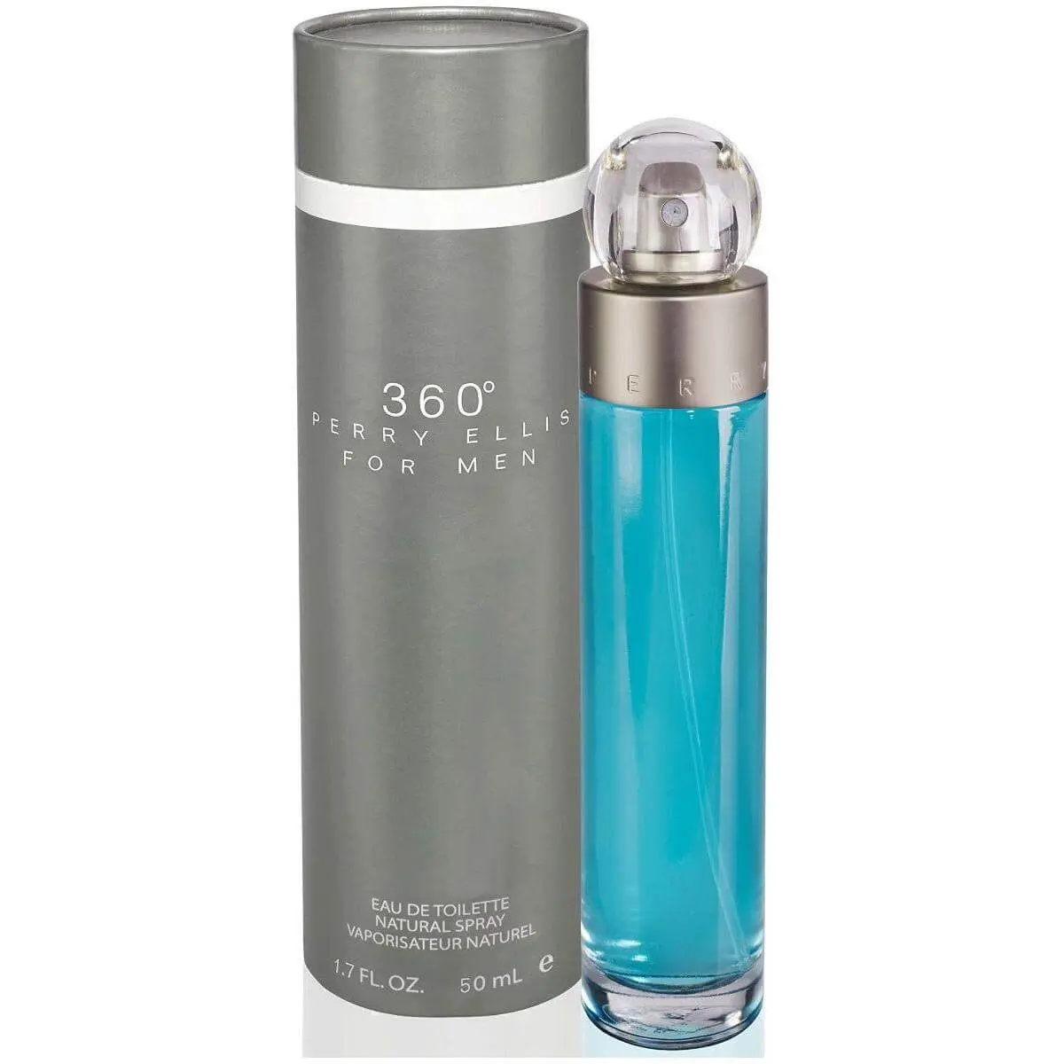 Perry Ellis 360 Men's Eau de Toilette - 1.7 fl oz, Crisp Fresh Lemon Bergamot Scent, Non-Sweet Modern Aura Scent Men's Fragrance, New in Box, Non-Sweet Men's Fragrance