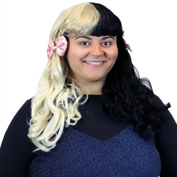 HPO Adult Women's Wig / Light Pink Bows | Black & Blonde Celebrity Wig | Premium Breathable Capless Cap