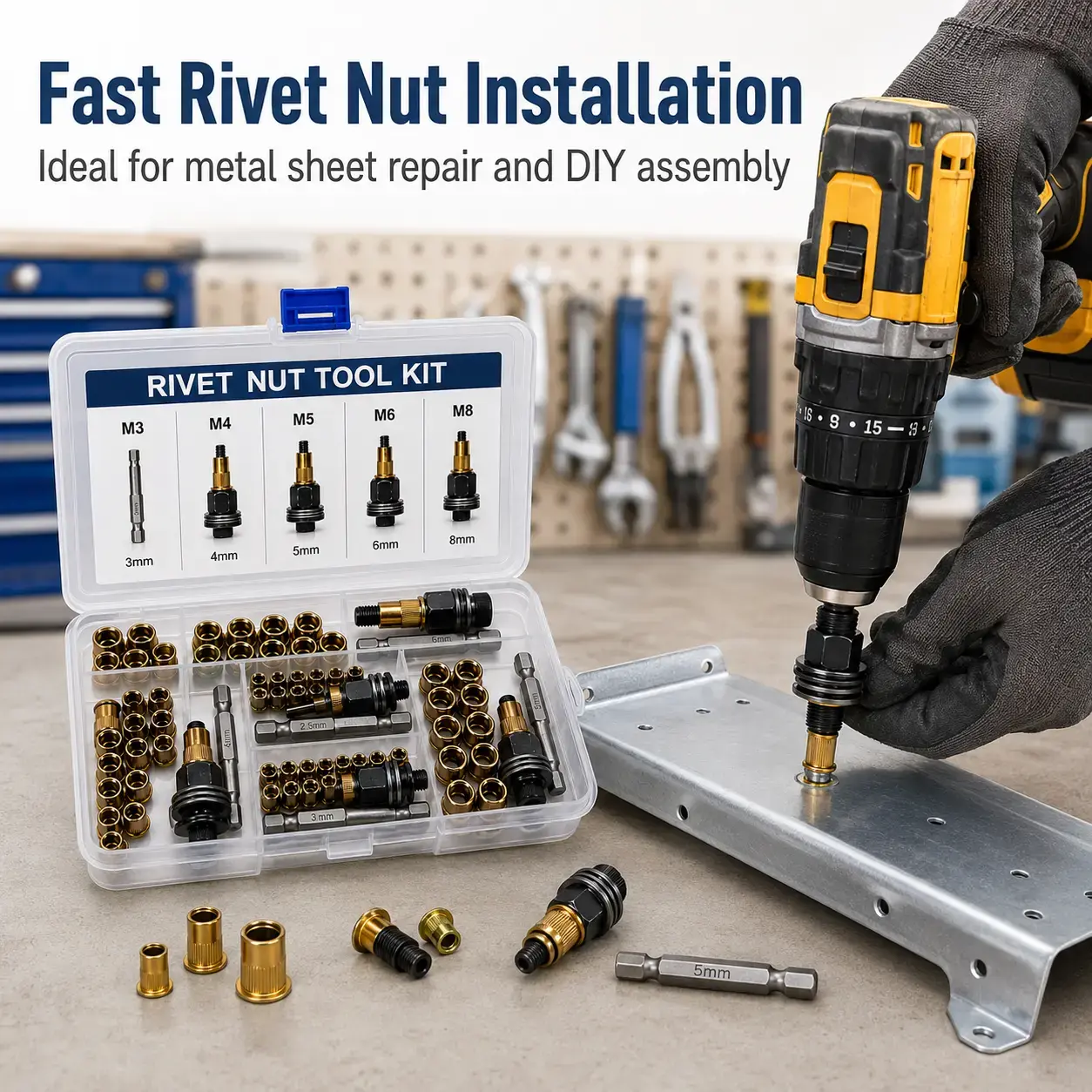 5PCS Rivet Nut Set, Automotive Repair Hand Tool Accessories