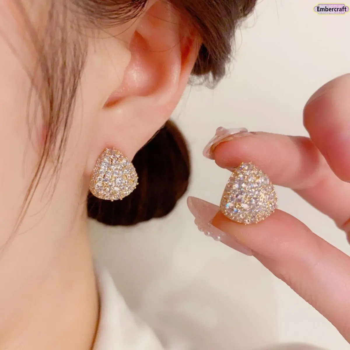 Elegant Teardrop Stud Earrings for Women, Dainty 925 Sterling Silver Post with Cubic Zirconia, Minimalist Hypoallergenic Birthday or Anniversary Gift, Wedding, Female, Daily, Faceted, Modern, Precision-Cut