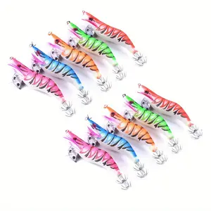 10pcs Glow-in-the-Dark Cuttlefish Squid Jig Hooks - ABS Shrimp Fishing Lures for Night Fishing,