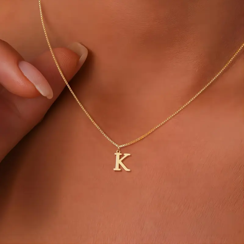 Flash & Finesse 18K Plated Letter Pendant Necklaces For Women, Simple Vintage Copper Alphabet Charm, Daily & Wear, All Season, Valentine'S Day Special, No Stone Setting. Festival Gift