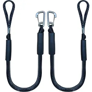 4 Feet Bungee Dock Line Mooring Rope 2-Pack for Docking, with Stainless Steel Clip Accessories, Built in Snubber, For Boats PWC, Kayak, Watercraft, Jet Ski, Pontoon, Canoe, Power Boat