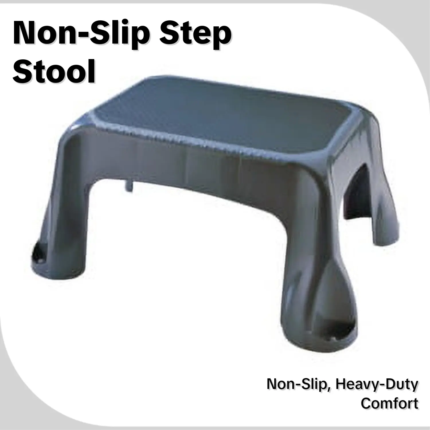 Grey 1-Step Plastic Non-Slip In-Mold Tread Stool - Wide ft, Compact Heavy Duty, 300 lb Capacity - Home & Kitchen Furniture Stool