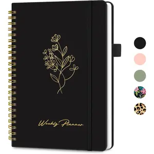 Undated Weekly Planner, Weekly  Notebook with Goal & Habit  Organizer, A5 Weekly Planner Notebook with Spiral Binding, 6.1" x 8.2" - Black