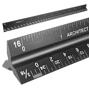 Architectural Scale Ruler, Triangular Architect Ruler 12 Inch Aluminum, Laser Etched Imperial Engineering & Drafting Tool