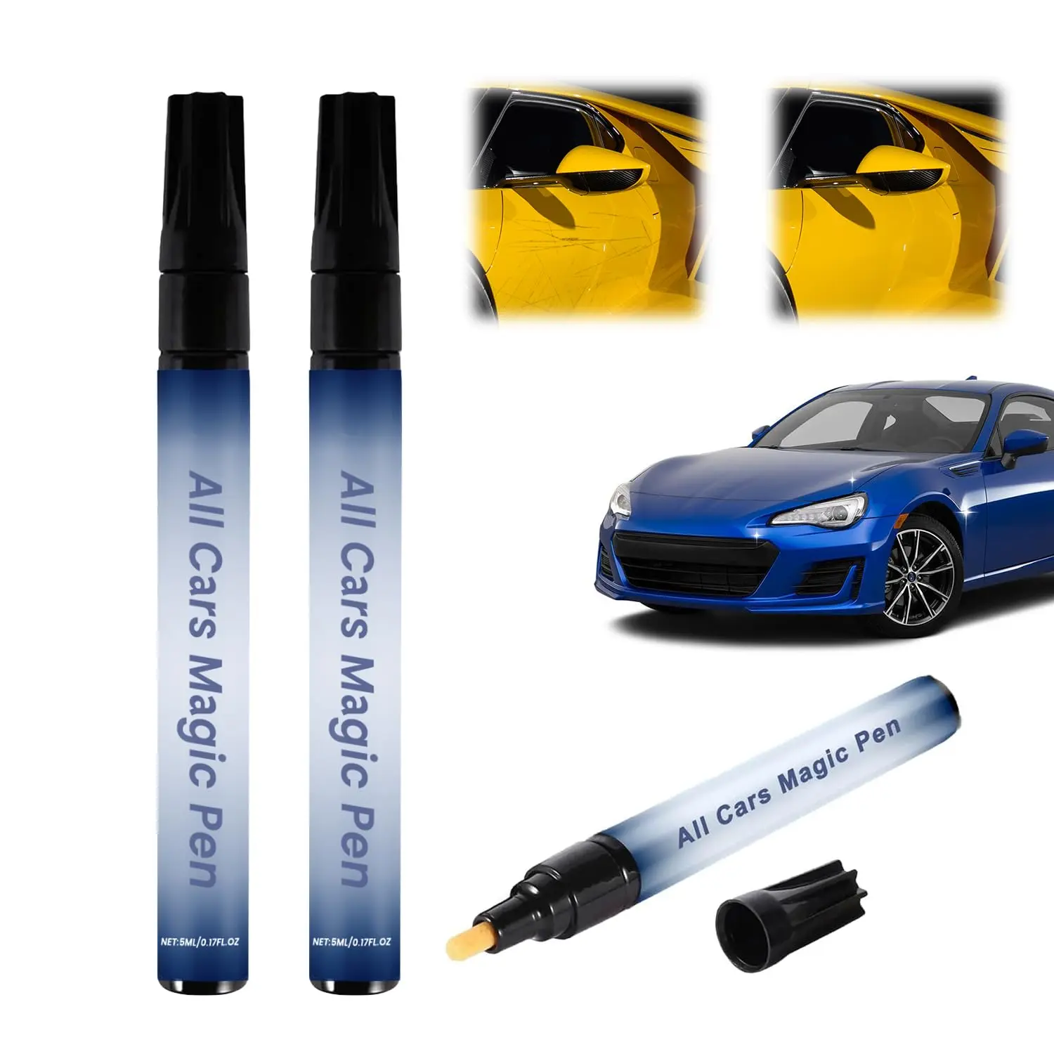 2PCS All Cars Magic Pen, Magic Car Scratch Removal Pen, Car Scratch Repair Pen Set, Magic Car Paint Scratch Repair, Quick Fix for All Car Colors