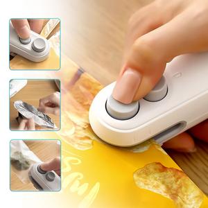 Rechargeable 2-in-1 Bag Sealer & Cutter – Portable Heat Sealer for Snacks, Chips, and Plastic Bags – Keeps Food Fresh – Easy to Use – White – Plastic Bag Sealer – Christmas gift