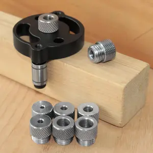 Woodworking Aluminum Alloy Hole Puncher, 3-10mm Dowel Jig Kit, Self Centering Drill Guide Locator with 3-8 Steel Bushings