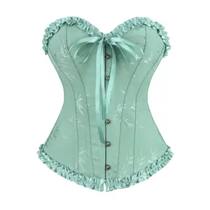 Overbust Corset Top Waist Trainer Bustier Tops for Women Sexy Lingerie for Women Halloween Costumes 818-D1 Sheer Mesh Bodysuit Vintage Victorian Style Womenswear