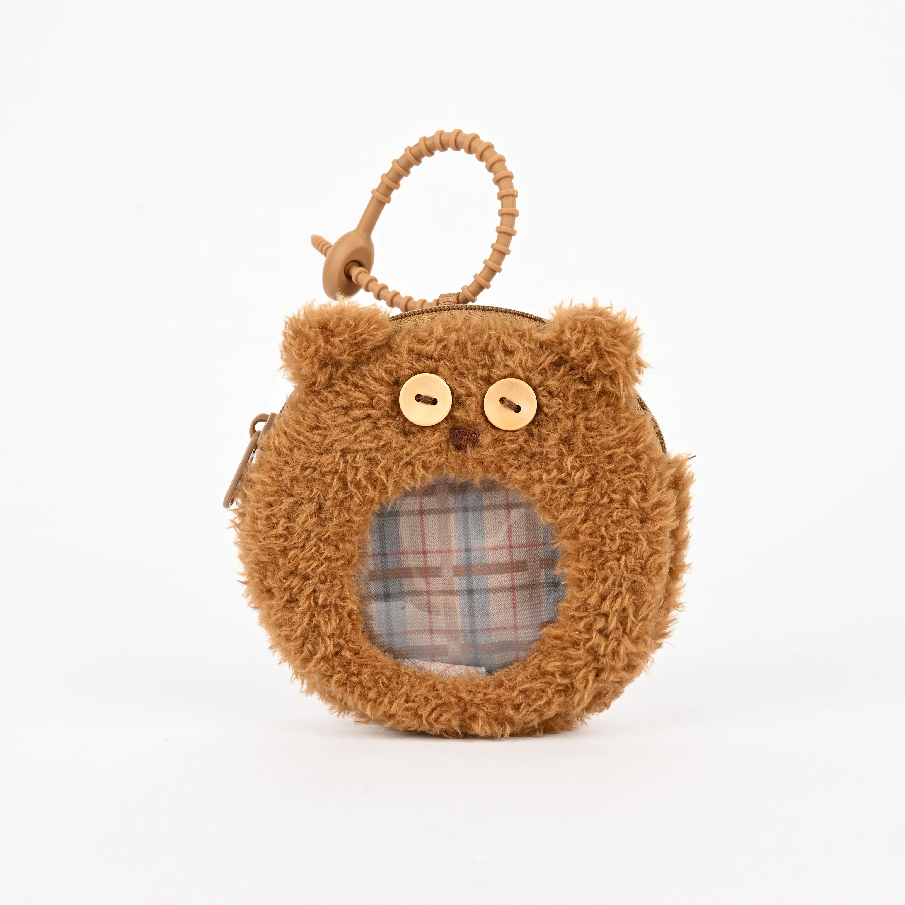 MINISO Minions Gentle Tim Bear Plush Badge Display Bag - Women's Wallet Coin Purse with Cute Sweet Fluffy Texture Fuzzy Fabric, Ideal Gift Ideas for Girls Back to School, Cartoon Character Graphic Women's Wallets, Id Badge Holder