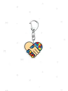 autism education keychain with an elephant and heart puzzle pattern. It can be hung on a document holder，Daily activity gifts This autism awareness keychain is perfect for teachers and nurses
