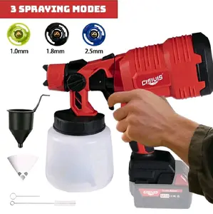 Cordless Paint Sprayer for Milwaukee 18V Battery 1000ML HVLP Spray Paint Gun Red