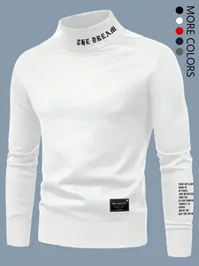Men's Casual Slim Fit Basic Tops Knitted Lightweight Turtleneck Pullover Sweater Knitwear, Mens Long-Sleeved Urban Style Sweashirt, Soft And Warm For Everyday Wear In Fall Outfits And Winter Outfits