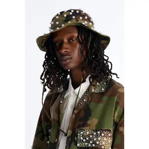 Camo Pearled Bucket Hat - Camouflage
