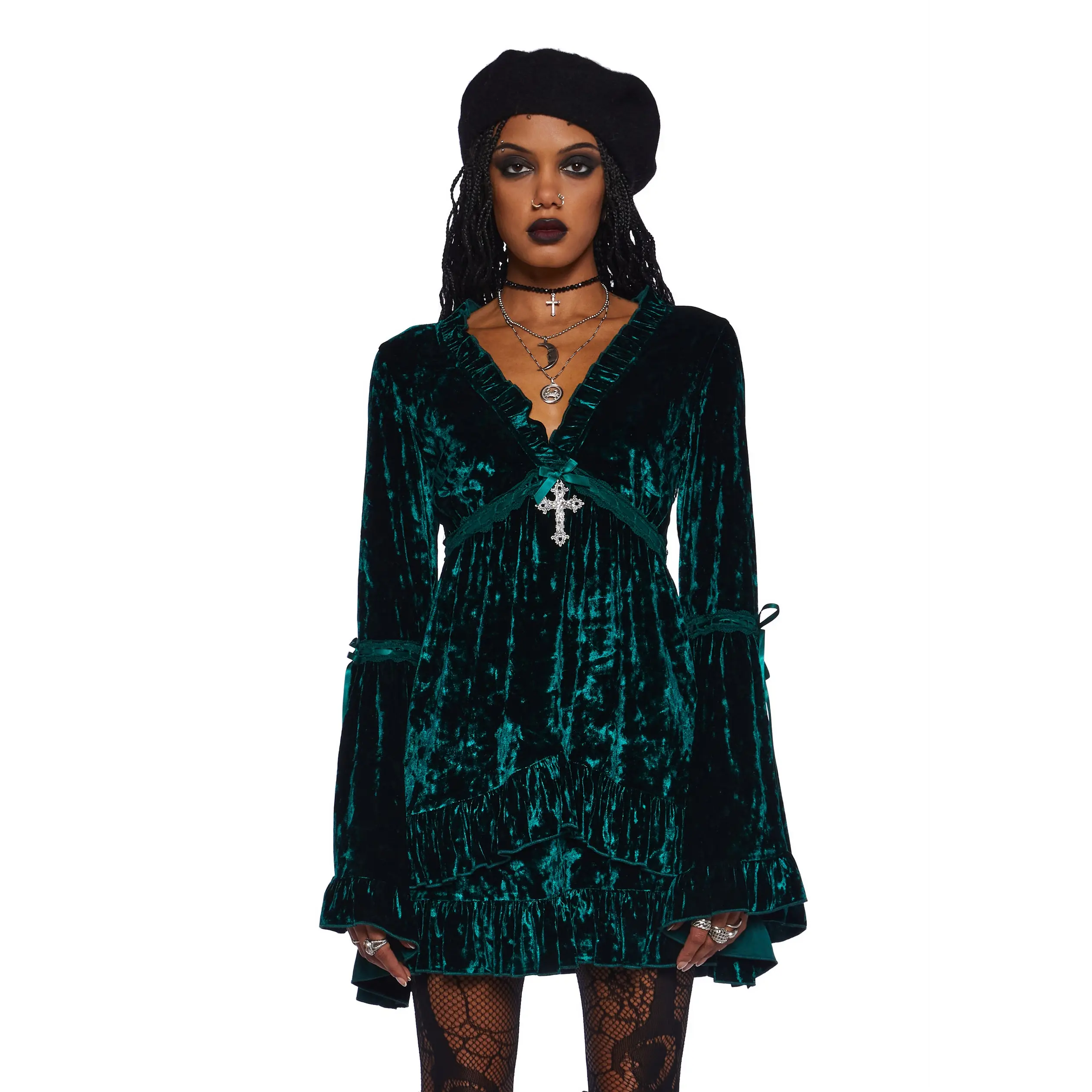 Real Divinity Mini Dress - Emerald Velvet
