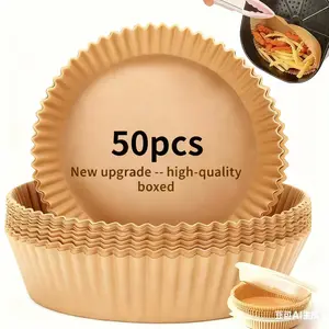 Air Fryer Paper Liners, 100Pcs Parchment Paper, Air Fryer Liner Disposable for Microwave, Non-Stick Air Fryer Liners Round/Square Free of Bleach