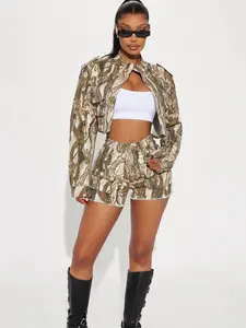 Sneak Attack Cropped Denim Cargo Jacket - Taupecombo