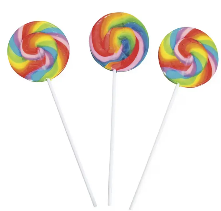 Large Rainbow Swirl Classic Sweet Cherry Lollipops - 24 Pc.