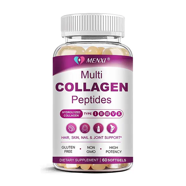 Multi Collagen Peptides Softgels for Women & Men, Hydrolyzed Type I II III V & X Collagen with Biotin, Vitamin C & Hyaluronic Acid, Supports Skin, Hair, Nails & Joint Health, Non-GMO, 60 Softgels, 30 Servings
