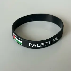 Palestine Silicone Wristband – Unisex Black Rubber Bracelet with Flag | Symbol of Solidarity, Strength & Pride