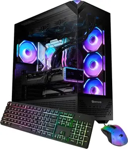 Black Gaming PC Desktop Computer Intel Core i9 14900KF CPU, NVIDIA GeForce RTX 5070 12GB GPU, 32GB DDR5 RGB RAM, 2TB NVMe SSD, Windows 11 Home